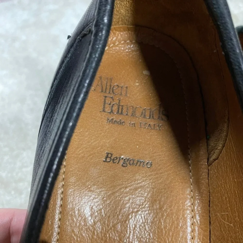 Allen Edmonds Loafers Mens 10 D Black Leather Bergamo Made Italy Slip On
